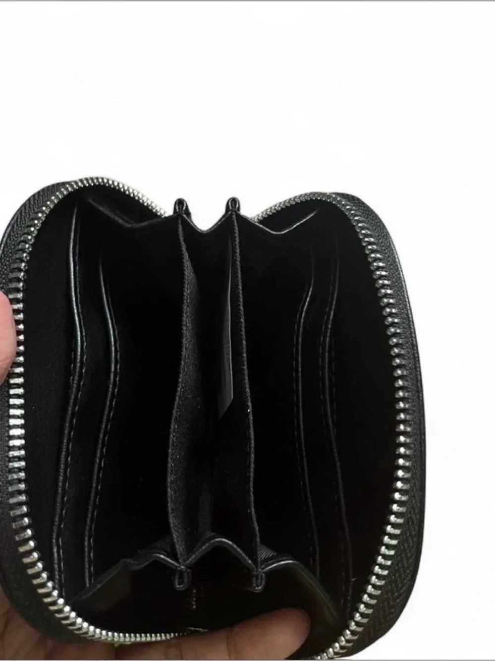 Steve Madden Black Leather Mini Zip Pouch with Chain